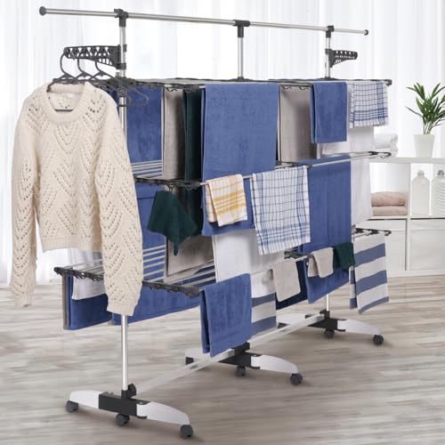 IDMarket - Séchoir à Linge Vertical Pliable 3 Niveaux Capacité Élevée 50M Blanc et Gris pour Appartements compactes
IDMa