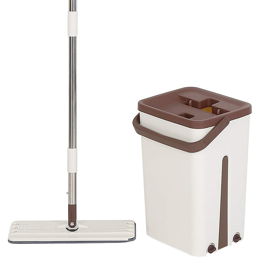 Balai auto nettoyant Auto Clean 360° + seau double compartiment pour lingettes, multifonctionnel avec tête pivotante, ki