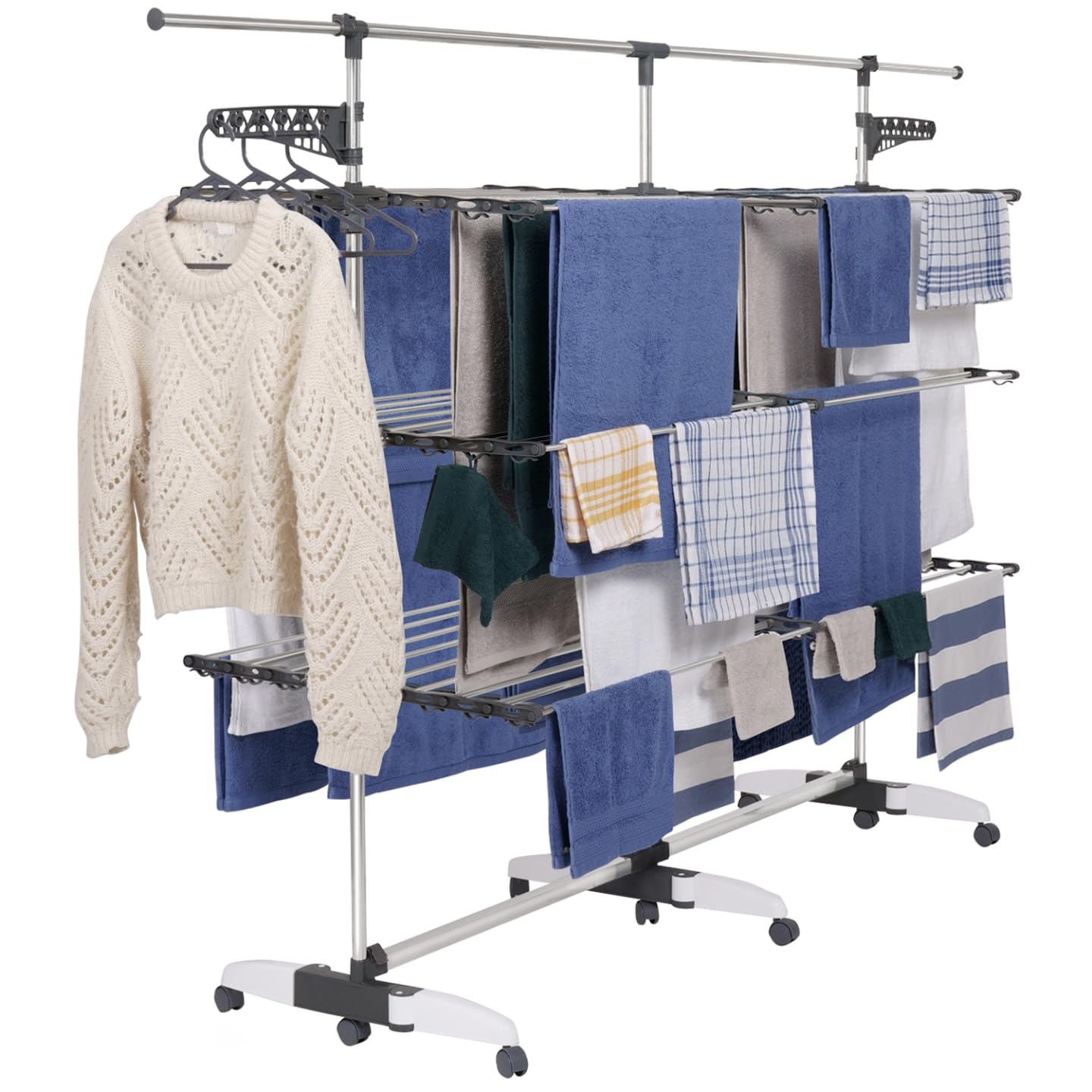 IDMarket - Séchoir à Linge Vertical Pliable 3 Niveaux Capacité Élevée 50M Blanc et Gris pour Appartements compactes
IDMa